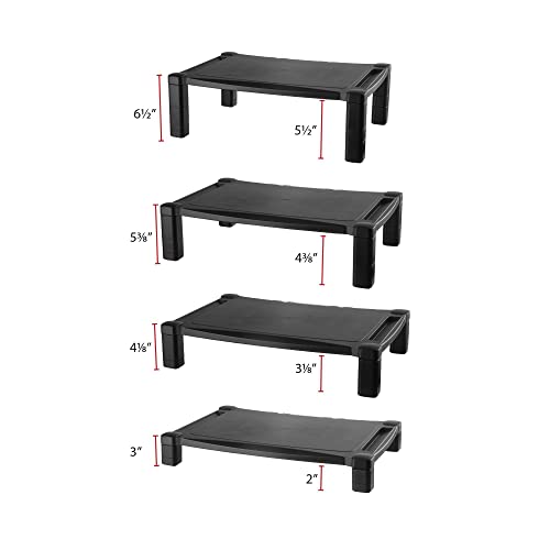 Kantek Extra Wide Single Level Height-Adjustable Monitor/Laptop Stand, 20-Inch Wide x 13.25-Inch Deep x 3 to 6.5-Inch High, Black (MS500) - style: Wide Single Level
