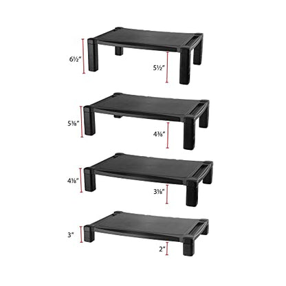 Kantek Extra Wide Single Level Height-Adjustable Monitor/Laptop Stand, 20-Inch Wide x 13.25-Inch Deep x 3 to 6.5-Inch High, Black (MS500) - style: Wide Single Level