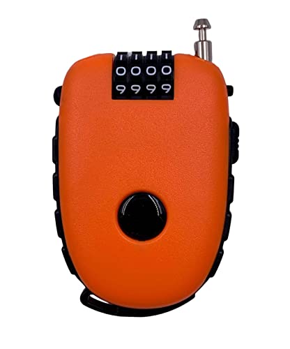 Bosvision Ultra-Secure 4-Digit Combination Lock with 3 Feet Retractable Cable for Bike, Ski, Snowboard and Stroller…Orange - color: Orange