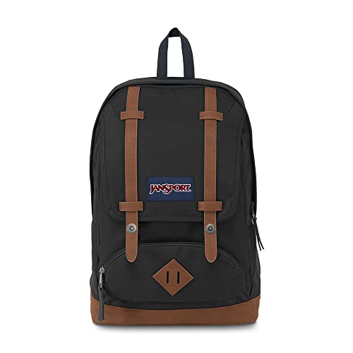 JanSport Cortlandt Laptop Backpack, Black, 15” Laptop Sleeve-Synthetic Leather Shoulder Computer Bag with Large Compartment, Padded Straps- Rucksack for Men, Women - color: Black