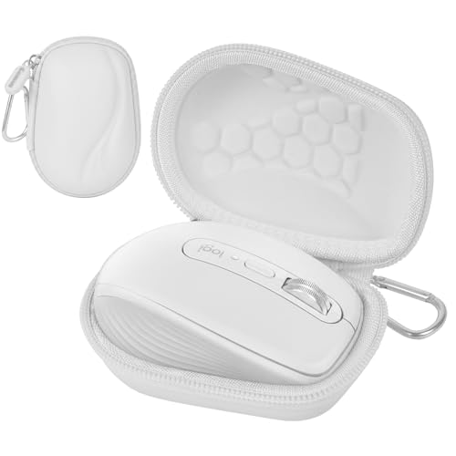 Comecase Compact Mouse Case for Logitech MX Anywhere 3S/3/2S/2 | Hard Shell Storage, Raised Inner Dots, Accessory Groove, Carabiner, Travel and Business Use, Black, Bag Only - color: White