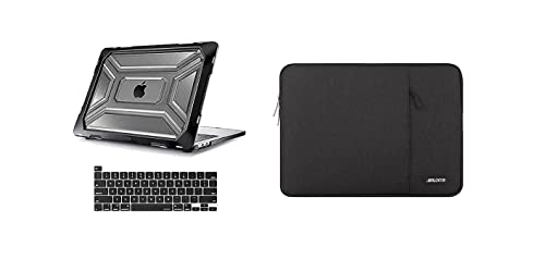 MOSISO Compatible with MacBook Pro 13 inch Case A2338 M2 M1 A2289 A2251, | Heavy Duty Plastic Hard Shell Case with TPU Bumper&Vertical Sleeve Bag with Pocket 2020-2023, Black