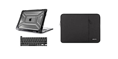 MOSISO Compatible with MacBook Pro 13 inch Case A2338 M2 M1 A2289 A2251, | Heavy Duty Plastic Hard Shell Case with TPU Bumper&Vertical Sleeve Bag with Pocket 2020-2023, Black
