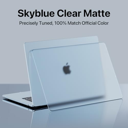 Soonjet for MacBook Air 15 inch Case, M5 M4 M3 M2 2026-2023 Keyboard Cover | 100% Color Match, Sky Blue, Clear Matte, Anti Crack & Fingerprint & Scratch, Ultra Thin & Light, Protective Laptop Hard Shell - color: Frost Sky Blue