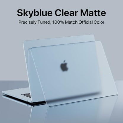 Soonjet for MacBook Air 15 inch Case, M5 M4 M3 M2 2026-2023 Keyboard Cover | 100% Color Match, Sky Blue, Clear Matte, Anti Crack & Fingerprint & Scratch, Ultra Thin & Light, Protective Laptop Hard Shell - color: Frost Sky Blue