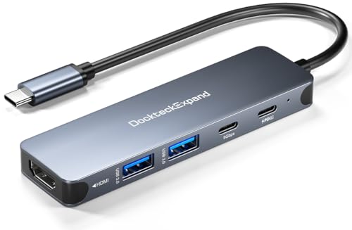 5 in 1 USB-C Hub, DockteckExpand USB-C to USB Adapter | 4K HDMI, 100W PD, 5Gbps USB-C Port & 2 5Gbps USB-A Ports for MacBook Pro/Air, iPad Pro/Air, Dell XPS and More - color: Dual C port 5 IN 1