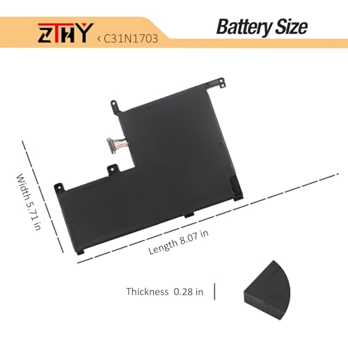 ZTHY C31N1703 Laptop Battery Replacement for Asus Zenbook Flip Q505U Q505UA | Q525U Q525UA UX561U UX561UA UX561UN Q505UA-BI5T7 Q505UA-BI5T9 Q525UA-BI7T9 UX561UA-BO003T UX561UA-BO052T C31P0J1 11.55V 52Wh - size: 8.07*5.63*0.28 inch C31N1703