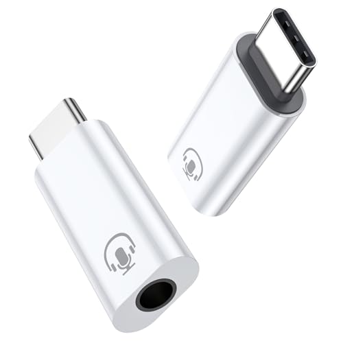 Fidioto 2Pack USB C to 3.5mm Audio Adapter, White USB C to Headphone Jack Adapter Compatible with iPhone 16 Plus/16 Pro Max/Samsung Galaxy/Ultra/iPad Pro/MacBook/Pixel - color: 2pack-White