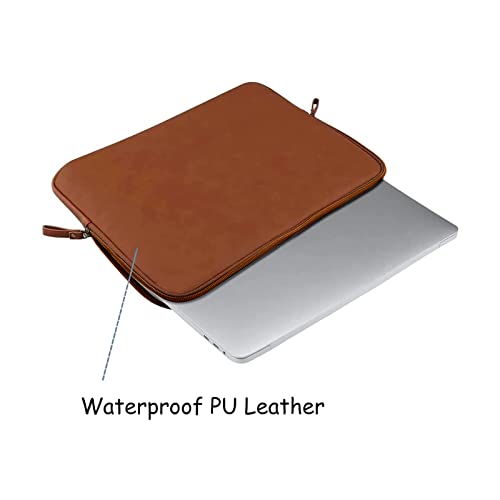 MOSISO Laptop Sleeve Bag 16 inch PU Leather Padded Bag Waterproof Case | Compatible with MacBook Air 15 inch 2026-2023 M5 M4 M3 M2/Pro 16 inch 2026-2019 M5 M4 M3 M2 M1,15-15.6 inch Notebook, Brown - color: Brown, size: 16 inch