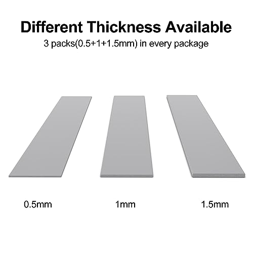 Aairhut 3 Pack 13 W/m.K Thermal Pads, 120 x 20 mm x [0.5 mm + 1 mm + 1.5 mm] Highly Efficient Thermal Conductivity Silicone Cooling Pads for Laptop Heatsink CPU GPU SSD IC LED Cooler - color: 13W Gray, size: 120x20mm-3 Pack