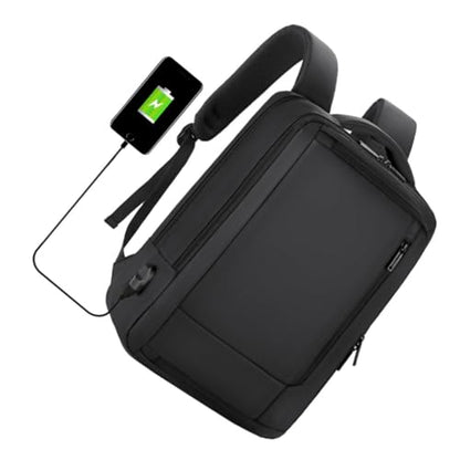 Large Capacity USB Charging Laptop Backpack for Men, Business Bookbag with Waterproof Black Exterior, Portable Computer Bag Suitable for Travel and Work