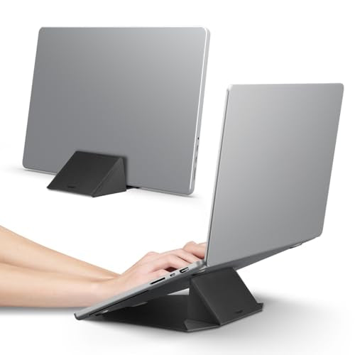 Spigen Slim Fold Portable Vertical Laptop Stand Dock Foldable Ergonomic Angle Lift Anti-Slip Compatible with MacBook Neo, MacBook Air, MacBook Pro 11"-16" and More - Black (LD201-S9) - color: LD201-S9, size: Non-Adhesive