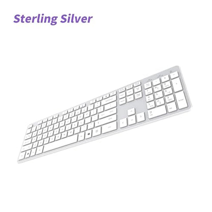Slim Wireless Keyboard for Mac and Windows, Ultra Quiet Low-Profile Flat Key Board with Full-Size Keys, 2.4GHz Wire Less for PC, Mac, Windows 11/10/8/7 Silver - size: Standard Keyboard Size