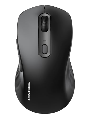 TECKNET Rechargeable Bluetooth Mouse, [ USB + BT5.0 + BT3.0 ] Wireless Mouse, Ergonomic Design, Silent Click, 6-Level 4800 DPI Wireless Mice, 3-Device Switching for Laptop, Computer, MacBook（Charcoal） - color: Charcoal