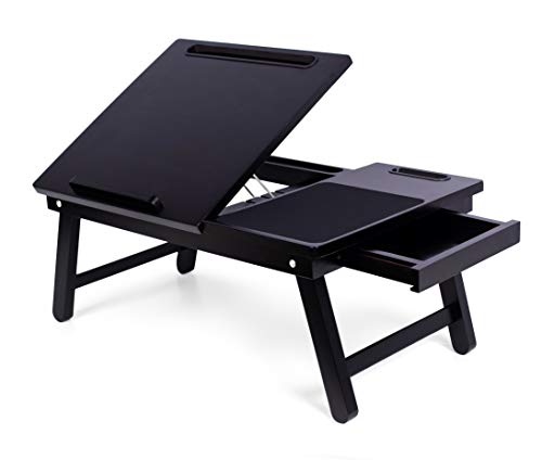 Sofia + Sam Multi Tasking Laptop Bed Tray | Lap Desk Supports Laptops Up to 18 Inches (Walnut)
