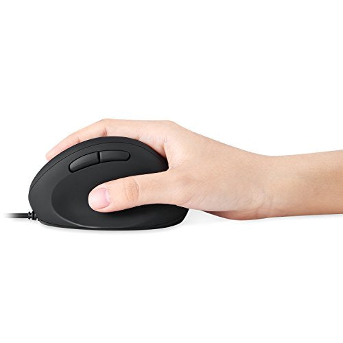 Perixx PERIMICE-519 Wired Ergonomic Vertical Mouse - Portable Small Design - 105x67x58 mm - Right Handed Black - style: Wired Black