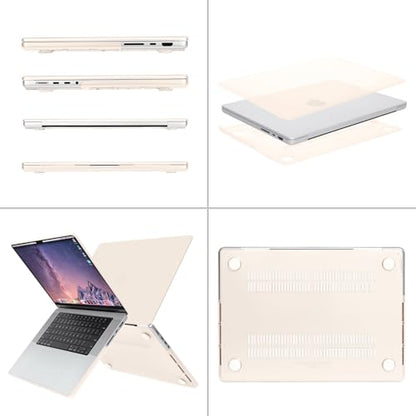 MOSISO Compatible with MacBook Pro 16 inch Case M5 M4 M3 M2 M1 2026-2021 | A3429 A3428 A3403 A3186 A2991 A2780 A2485, Protective Hard Shell Case&Keyboard Cover&Screen Film&Pouch, Beige - color: Beige