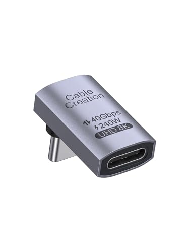 CableCreation 90 Degree USB C Adapter, Angle Type C Adapter 40Gbps 240W | Male to Female Compatible with Steam Deck, ROG Ally, Switch, Notebook, PC, Tablet, Phone and More, Up Angle - size: 1PCS, style: Up Angle