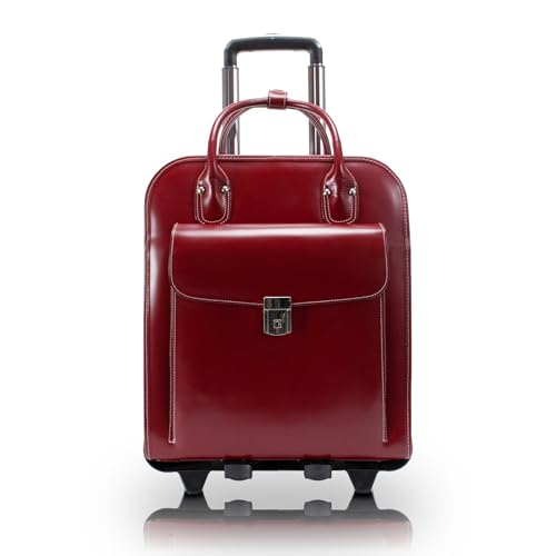 15" Leather Vertical Patented Detachable -Wheeled Ladies' Laptop Briefcase