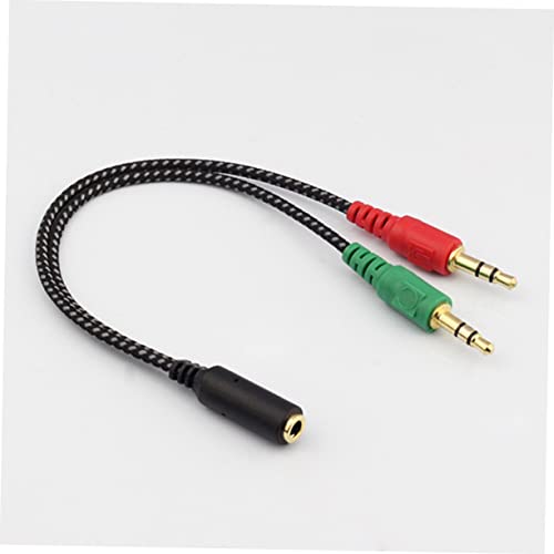 Mikikit Female to Male Headset Splitter Cable Adapter for Audio Dual Ports for Headphones and Microphone Stereo Audio Adapter for Laptops and Mobile Devices