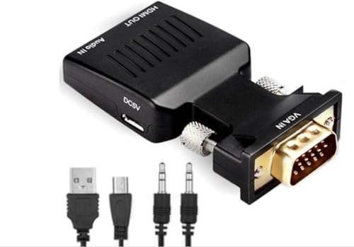VGA Male to HDMI Female Adapter Converter with Audio,(PC VGA Source Output to TV/Monitor with HDMI Connector), Active 1080p Video Dongle adaptador for Computer,Laptop,Projector