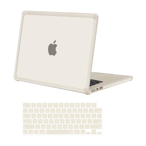 MOSISO Compatible with MacBook Air 15 inch Case M5 2026 M4 M3 M2 2025-2023 | A3448 A3241 A3114 A2941,Anti-Cracking,Heavy Duty Shock-Absorbing Hard Shell Case with TPU Bumper&Keyboard Cover, Starlight - color: Starlight