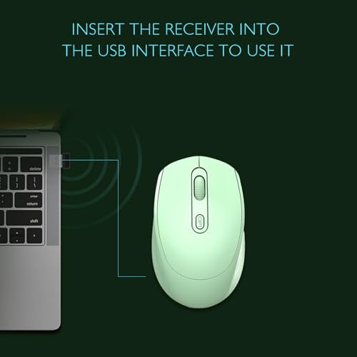 ONE-UP Wireless Mouse, 2.4G, Silent, USB Nano Receiver for Laptop, Chromebook, PC, Mac, Windows and School Work （Green） - color: Green