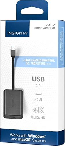 INSIGNIA TV, Monitor & Display Adapters – 4K Ultra HD, 60W Power Delivery, USB 3.0 5Gbps – Compatible with MacBook, iPad, Chromebook, Windows Laptops (USB to HDMI Adapter) - style: USB to HDMI Adapter