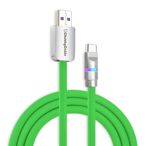 chubbycable Neon Chubby - Fast Charge Cable with Smart Light RGB Color Gradual Light Up 100W Charging Cord LED USB C Cable Compatible with iPhone 17-15 Series, Green, USB-A to Type-C, 6.6 FT - color: Green, size: 6.6ft (2m), style: USB A-Type C