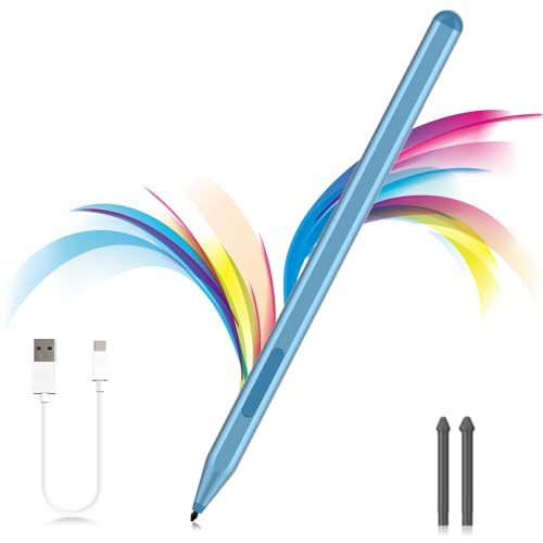 Stylus Pen for Microsoft Surface Pro12/11/10/9/8/X/7+/6/5/4/3, Surface Go 4/3/2/1, Surface Laptop1-5/Studio/Book 3/2/1 with Eraser Side Button,Palm Rejection,Tilt Function,1024 Pressure - color: Blue