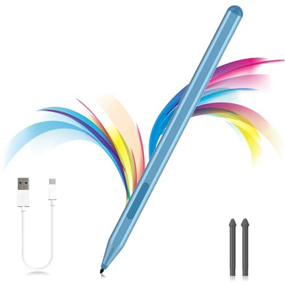 Stylus Pen for Microsoft Surface Pro12/11/10/9/8/X/7+/6/5/4/3, Surface Go 4/3/2/1, Surface Laptop1-5/Studio/Book 3/2/1 with Eraser Side Button,Palm Rejection,Tilt Function,1024 Pressure - color: Blue