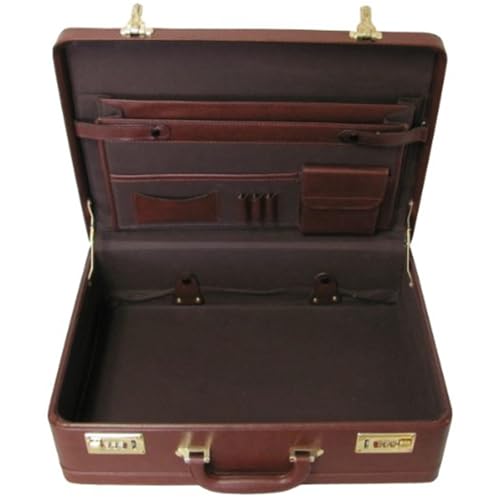HomeStock Seaside Style Large Expandable Faux Leather Attach Case Executive Business Case Featuring Ample Storage and Distinctive Matte Finish, 17.75" L X 12.88" H X 5.5" W Brown - color: Brown