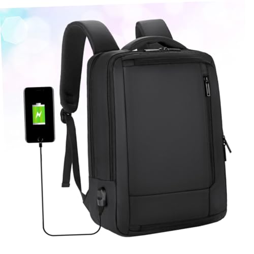 Large Capacity USB Charging Laptop Backpack for Men, Business Bookbag with Waterproof Black Exterior, Portable Computer Bag Suitable for Travel and Work