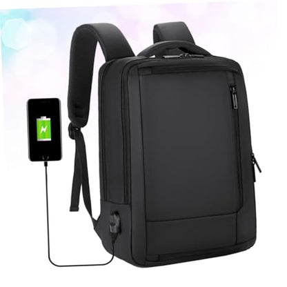 Large Capacity USB Charging Laptop Backpack for Men, Business Bookbag with Waterproof Black Exterior, Portable Computer Bag Suitable for Travel and Work