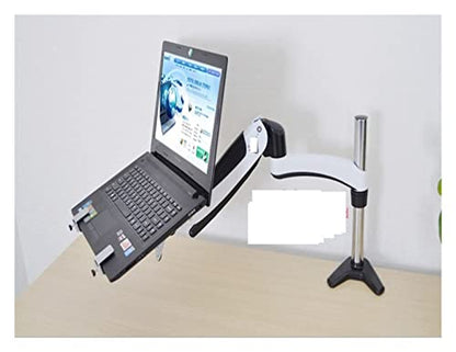 DL-GM112-LP1 Full Motion Aluminum Air Press Gas Spring Dual Arm Laptop Desktop Mount Swivel Grommet Hole Clamp Notebook Tray(Grommet Base) - color: Grommet Base