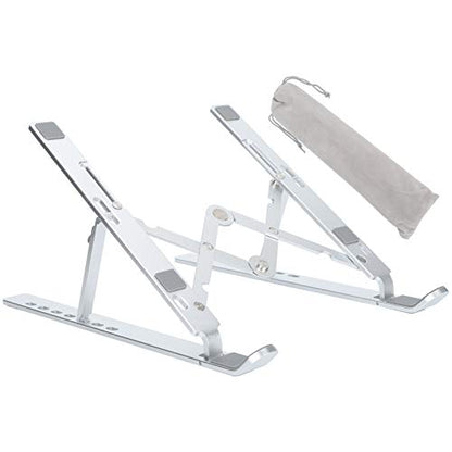 Laptop Stand Foldable Aluminum Alloy Lightweight Portable Adjustable Height Angle for 15.6 Inch Laptop Notebook Computer Stand with Anti Skid Silicone Pads