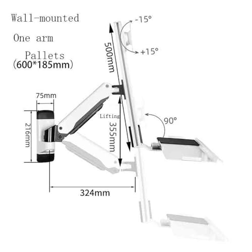 Monitor Stand- Wall Mount Monitor Bracket Single Arm with Tray Single Screen for 15-27 Inch Screen Adjustable Desk Mount