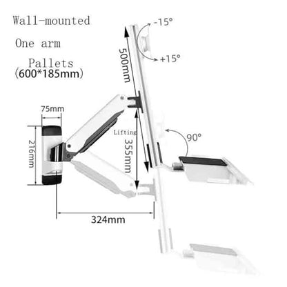 Monitor Stand- Wall Mount Monitor Bracket Single Arm with Tray Single Screen for 15-27 Inch Screen Adjustable Desk Mount