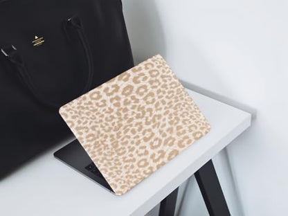 Leopard Case for MacBook Air 13 inch 2026-2022 M5/M4/M3/M2 Logo Cutout | Glitter Cheetah Print PU Leather Hardshell Case & Keyboard Cover for Mac Air 13.6 inch A3449 A3240 A3113 A2681, Brown - color: 01 Brown Leopard Print