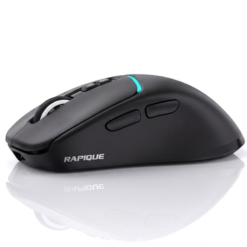 RAPIQUE Bluetooth Wireless Mouse, Dual Bluetooth + 2.4G, Black | 3-device switching, USB-C rechargeable, quiet clicks, 4 DPI Levels up to 3200, Ergonomic Right-Hand for PC, MacBook, Laptop - color: Black