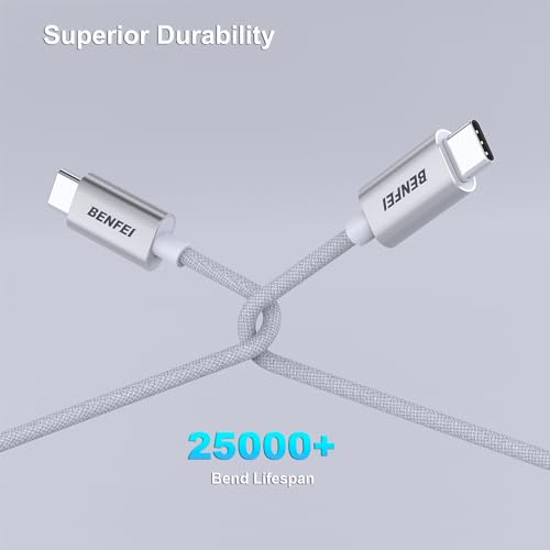 BENFEI 100W Silicone USB C Fast Charging Cable(3.3ft), Aluminum Shell, Woven Design for iPhone 15/15Pro/15Plus/15ProMax MacBook Pro/iPad Pro/Air 4,Samsung Galaxy S23+/S23 - color: Silver, size: 3 Feet