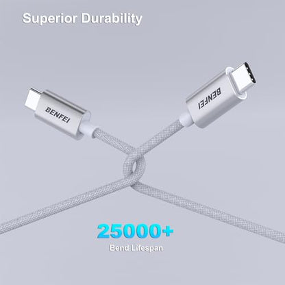 BENFEI 100W Silicone USB C Fast Charging Cable(3.3ft), Aluminum Shell, Woven Design for iPhone 15/15Pro/15Plus/15ProMax MacBook Pro/iPad Pro/Air 4,Samsung Galaxy S23+/S23 - color: Silver, size: 3 Feet