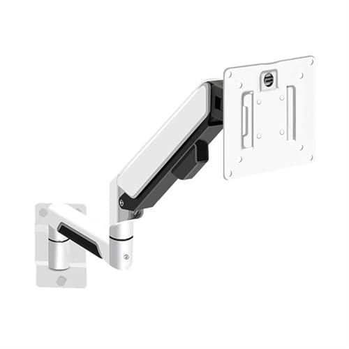 Monitor Stand Aluminum Single Monitor Wall Mount, Full Motion Pneumatic Spring Monitor Mount Arm for Screens up to 32 inches and 19.8 lbs, Max VESA 100x100 Monitor Stand Desk arm(White) - color: White