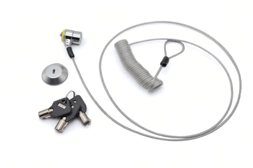 10-Foot Retractable Anti-Theft Steel Cable Lock with Lock Plate, Suitable for laptops, Tablets, Monitors, and Mobile Phones (Silver, 1 Pack) - size: 1 Pack