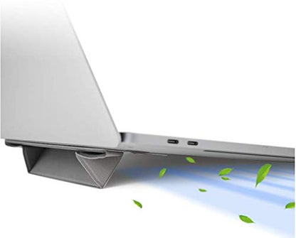 Mount Plus LS1 Flat Foldable Laptop Notebook Tablet Stand | Invisible Lightweight Laptop Stand | Anti-Slide and Portable Notebook Stand | Compatible with MacBook Air, Tablets and Laptops (Gray) - color: Gray