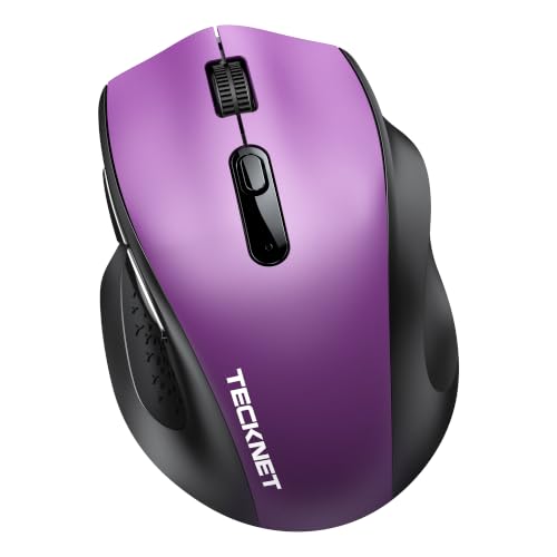 TECKNET Wireless Mouse for Laptop, Dual-Mode Bluetooth Wireless Mouse | (BT5.2/3.0 & 2.4G) Connection, Ergonomic Design, 5-Level DPI, Silent Click, Compatible with Laptop/PC/Windows/Chromebook - color: Purple