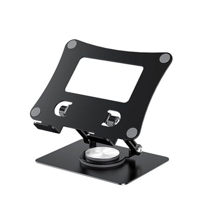 Adjustable Laptop Stand with 360 Degree Rotatable Base Foldable Laptop Holder for Desk Ergonomic Computer Notebook - color: Black