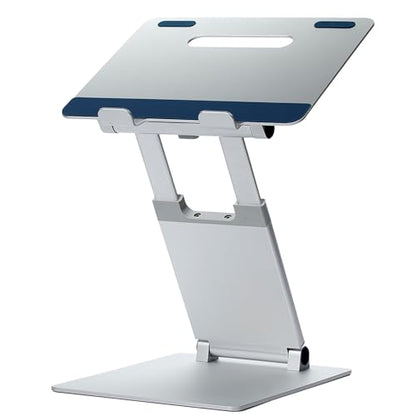 POUT E3 Lift — Ergonomic Laptop Stand for Desk, Adjustable Height 2" to 20" — Laptop Riser Portable Laptop Stand for Laptop — Standing Desk Converter for MacBook 10"-17" Laptops (Blue)