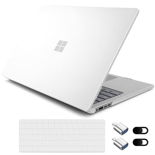 Crystal Frosted Case for 15" Microsoft Surface Laptop 8 2026 for Business 2024 2025 (7th Edition), Lightweight Ultra-Slim Shell with Keyboard Cover, OTG Adapter & Webcam, Frosted Clear - color: Frosted clear