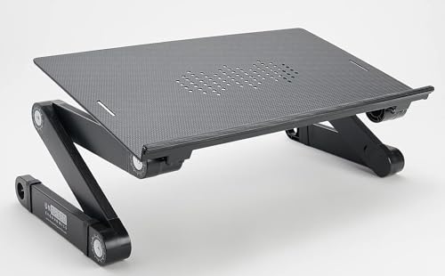 Uncaged Ergonomics WorkEZ Adjustable Laptop Stand for Desk, Laptop Stand Adjustable Height, Foldable Aluminum Cooling Computer Holder & Riser for Desk Bed, Black, XL - color: XL-Black